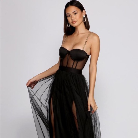 Windsor Dresses & Skirts - Black centra mesh tulle bustier gown